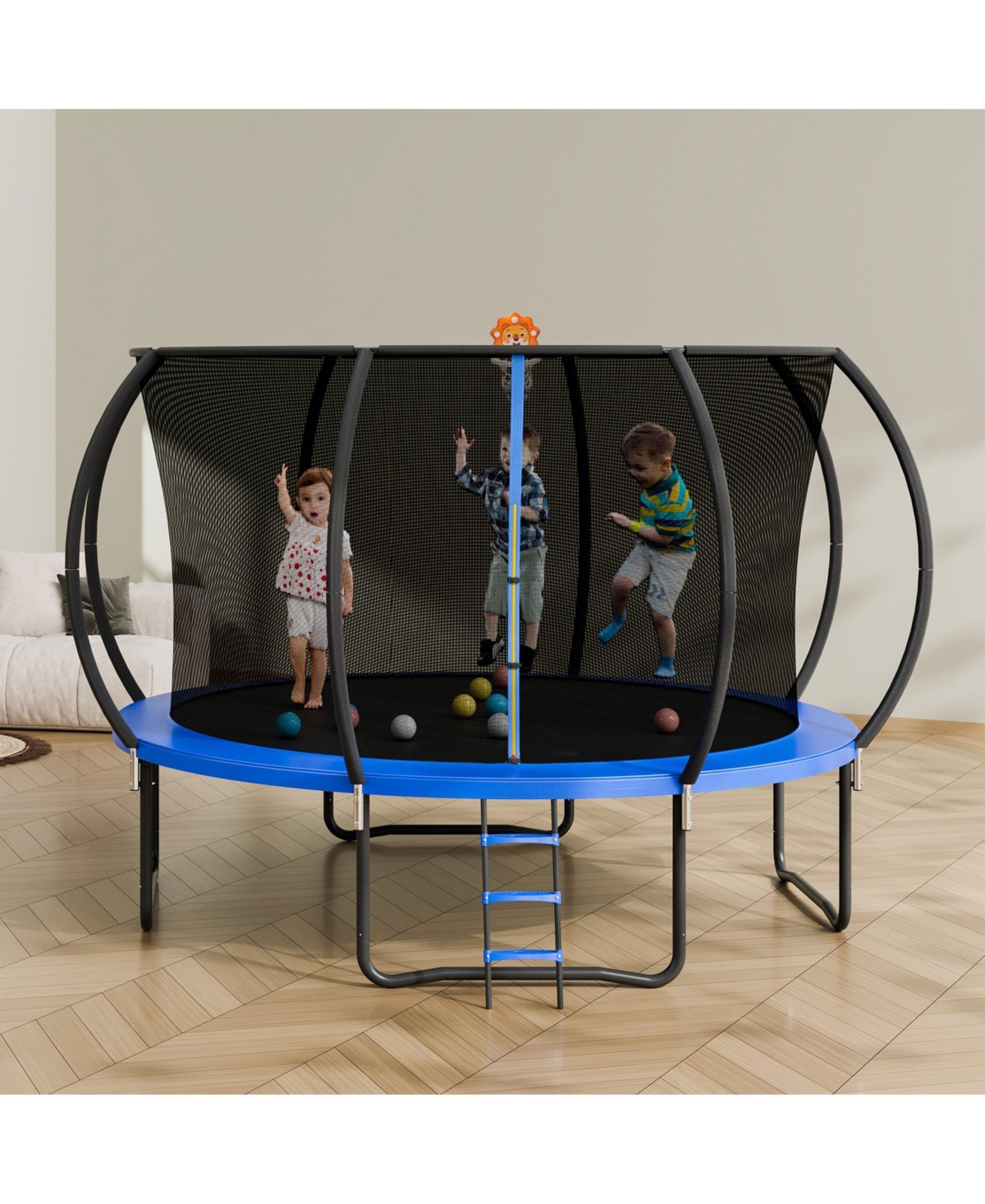 Sugift 12FT Heavy Duty Trampoline with Net Ladder and Curved Poles