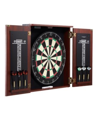 Dartboard and Cabinet Set with LED Light Official Size Game Bundle