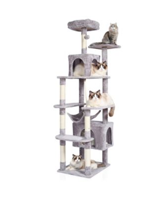 72" Multi-Level Cat Tree with 2 Condos, Light Gray