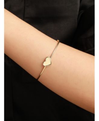 14K Gold Sweet Heart Bangle Bracelet