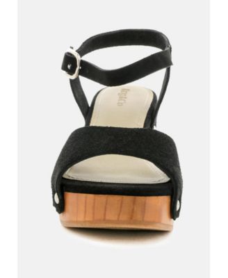 LIONA Mustard Studded Suede Clogs Sandals