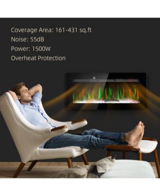 40" Recessed or Wall Mounted Electric Fireplace w/ Remote Control