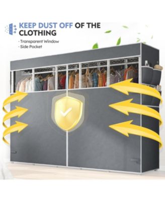 90.6" W Clothes Rack with Cover Heavy Duty Clothing Racks for Hanging Clothes Extra Wide Portable Closet Loads 1200LBS Garment Rack