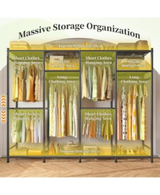 Clothes Rack with Cover Heavy Duty Clothing Racks for Hanging Clothes Adjustable Metal Portable Closet for Bedroom