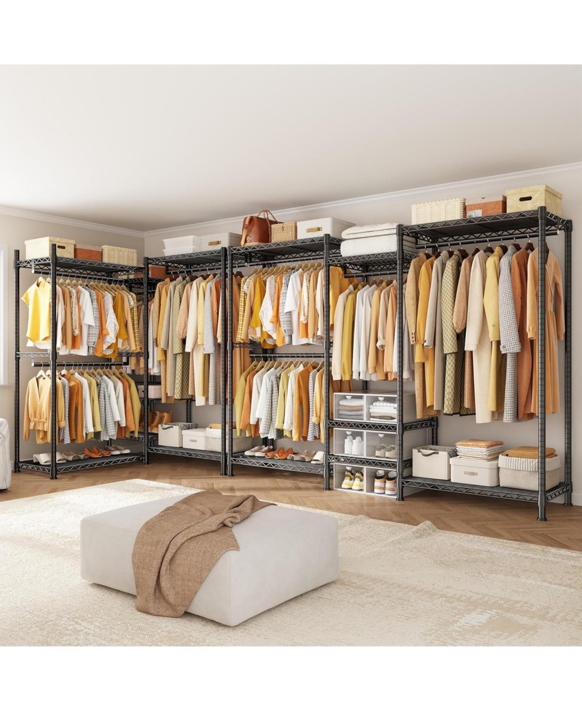 Raybee Clothes Rack, 725 Lbs Clothing Rack Adjustable Clothing Racks for Hanging Clothes Metal Wire Garment Racks Sturdy Clothes Rack