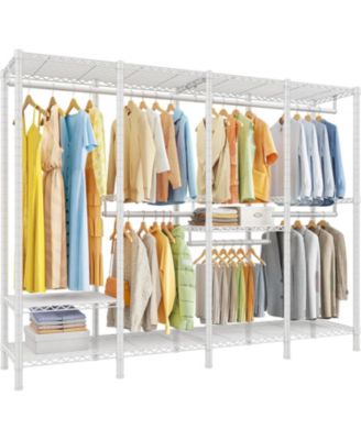 76.9" H Clothes Rack Heavy Duty Loads 1100 LBS Metal Clothing Racks for Hanging Clothes Adjustable Garment Rack White