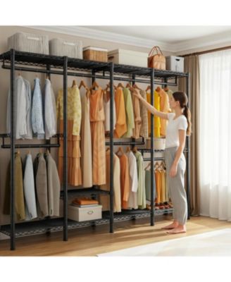 Adjustable Portable Clothes Rack with Shelves Closet Organizer