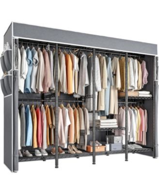 Clothes Rack with Cover,1100 LBS,Clothing Racks for Hanging with 10 Shelves& 7 Rods,Portable Closet Heavy Duty,Adjustable, Garment Rack