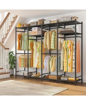 Portable Closet,Clothes Rack with 6 Hang Rods & 10 Shelves,Clothing Racks for Hanging Clothes,Metal Garment Rack for Bedroom,Large Capacity