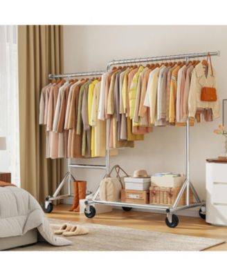 82.7" W Clothing Rack Load 500LBS, Heavy Duty Clothes Racks with Wheels, Portable Clothing Racks