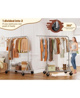 Heavy-Duty Clothes Rack, 117" W Rolling Rack with Wheels, 600 LBS Load Capacity, Holds 240+ Clothes, Portable, Adjustable, Garment Rack
