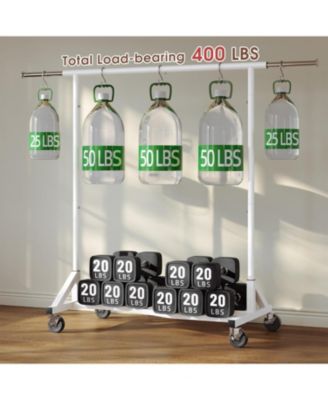 Clothes Rack, 400LBS Clothing Racks for Hanging Clothes 200+, Extendable Rolling Clothes Rack with Sturdy Wheels & Shelves, Garment Rack