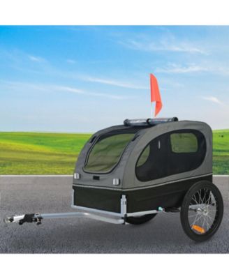 Foldable Pet Bike Trailer with Universal Coupler, Holds up to 88 lbs., Black & Gray