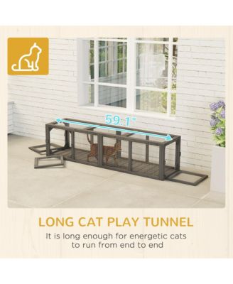 Outdoor Cat Tunnel, Extendable Pet Enclosure with 3 Doors,