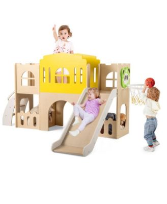 7 in 1 Toddler Slide and Climber Set with Basketball Hoop