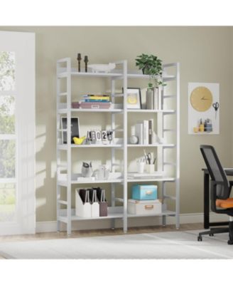 5-Tier Industrial Bookshelf, 71”H x 47”W Etagere Bookcase, Freestanding Double Wide Book Shelf for Storage and Display