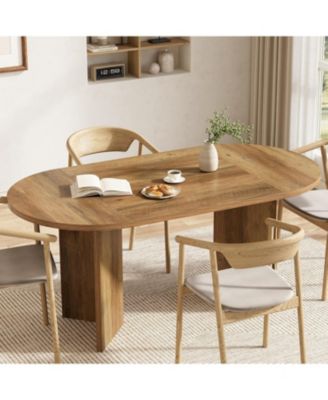 63" Oval Farmhouse Dining Table for 4-6, MDF Kitchen Table