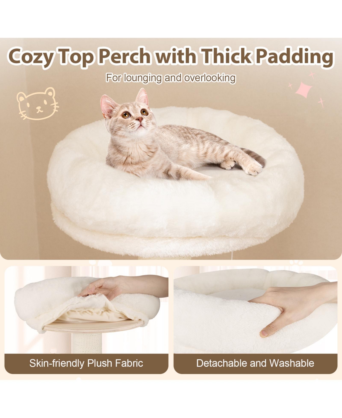 Gymax 52'' Tall Wooden Cat Tree w/Condo Perch Space Capsule Scratching Posts