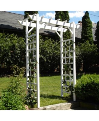 Dura-Trel Providence Arbor 64" x 85" PVC Outdoor Garden Arch Trellis, White