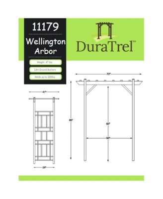 Dura-Trel Wellington Arbor 72" x 85" Outdoor Garden Arch Lattice Trellis