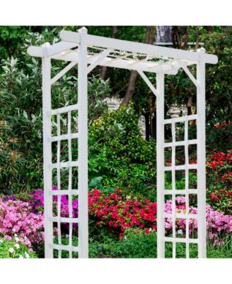 Dura-Trel Elmwood Arbor 57" x 84" PVC Outdoor Garden Arch Lattice Trellis, White