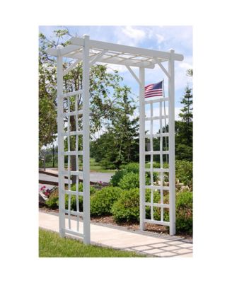 Dura-Trel Elmwood Arbor 57" x 84" PVC Outdoor Garden Arch Lattice Trellis, White
