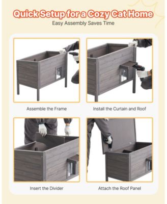 34" Heated & Insulated Wooden Outdoor Cat House