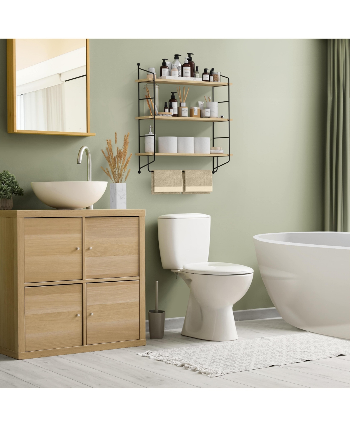 Sorbus 3-Tier Wooden Floating Shelves with Metal Brackets