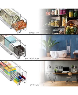 6 Pack Small Clear Stackable Pull Out Refrigerator Organizer Bins - Kitchen, Freezer & More