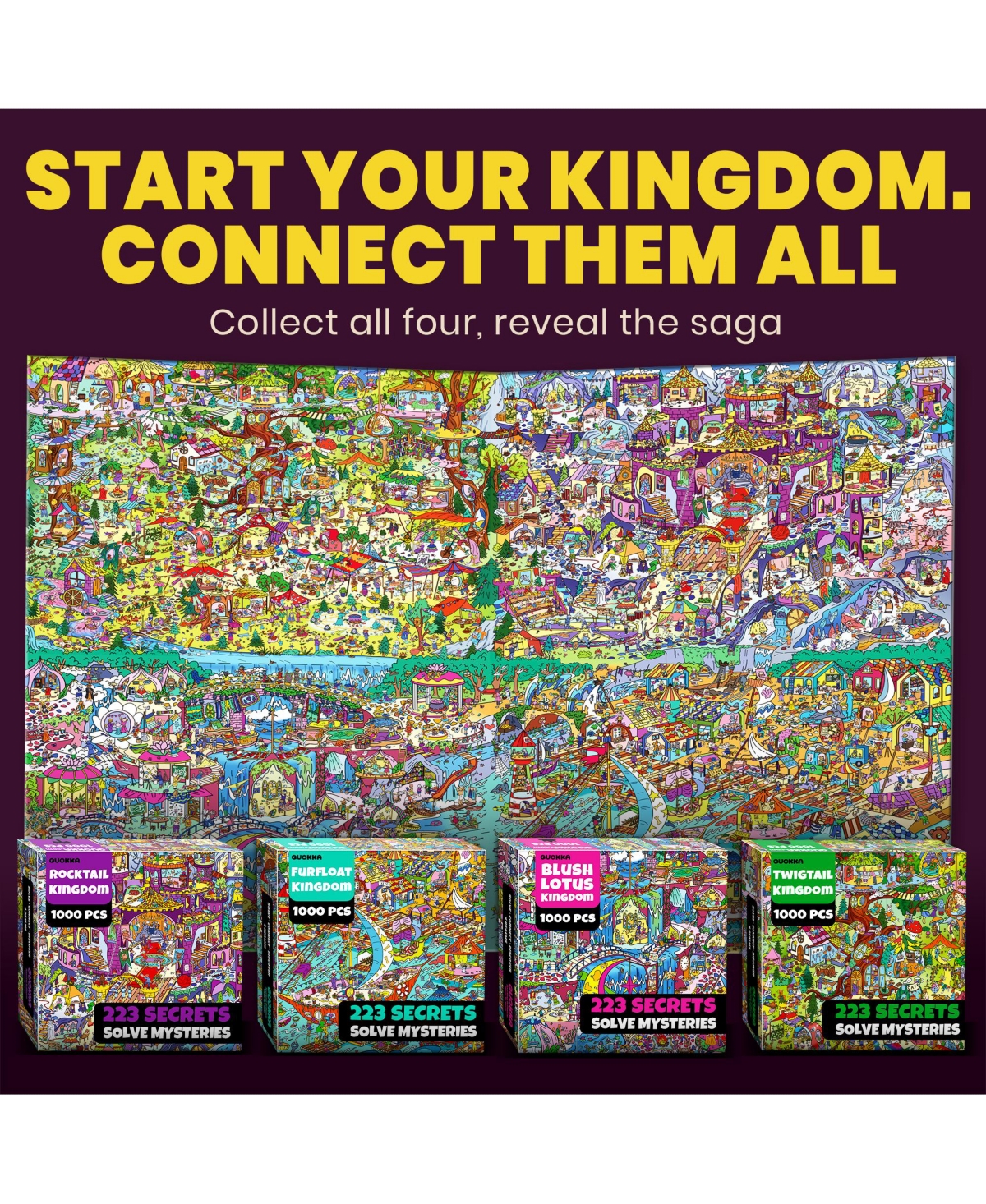 Quokka 1000 Piece Puzzle for Adults with 223 Hidden Secrets & Audio Story – Blush Lotus Kingdom