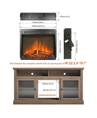 3 inch electric fireplace insert, ultra thin heater with log set & realistic flame, remote control with timer, overheating protection