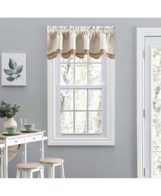 Plaza Classic Ticking Stripe Printed on Natural Ground Double Layer Bradford Valance 58" x 15"