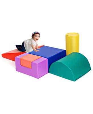 6 Piece Climb Crawl Play Set Indoor Kids Toddler -Red