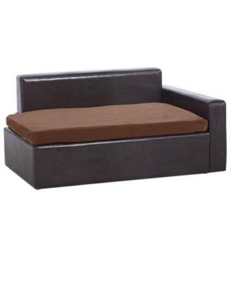 Faux Leather Pet Sofa for Medium Pets, Holds up to 110 lbs., Black