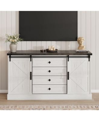 TV Stands for Bedroom, Farmhouse Entertainment Center with Sliding Barn Doors