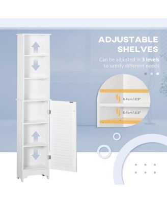 Bathroom Cabinet Cupboard Shelving Storage Unit w/ Door & 6 Shelves