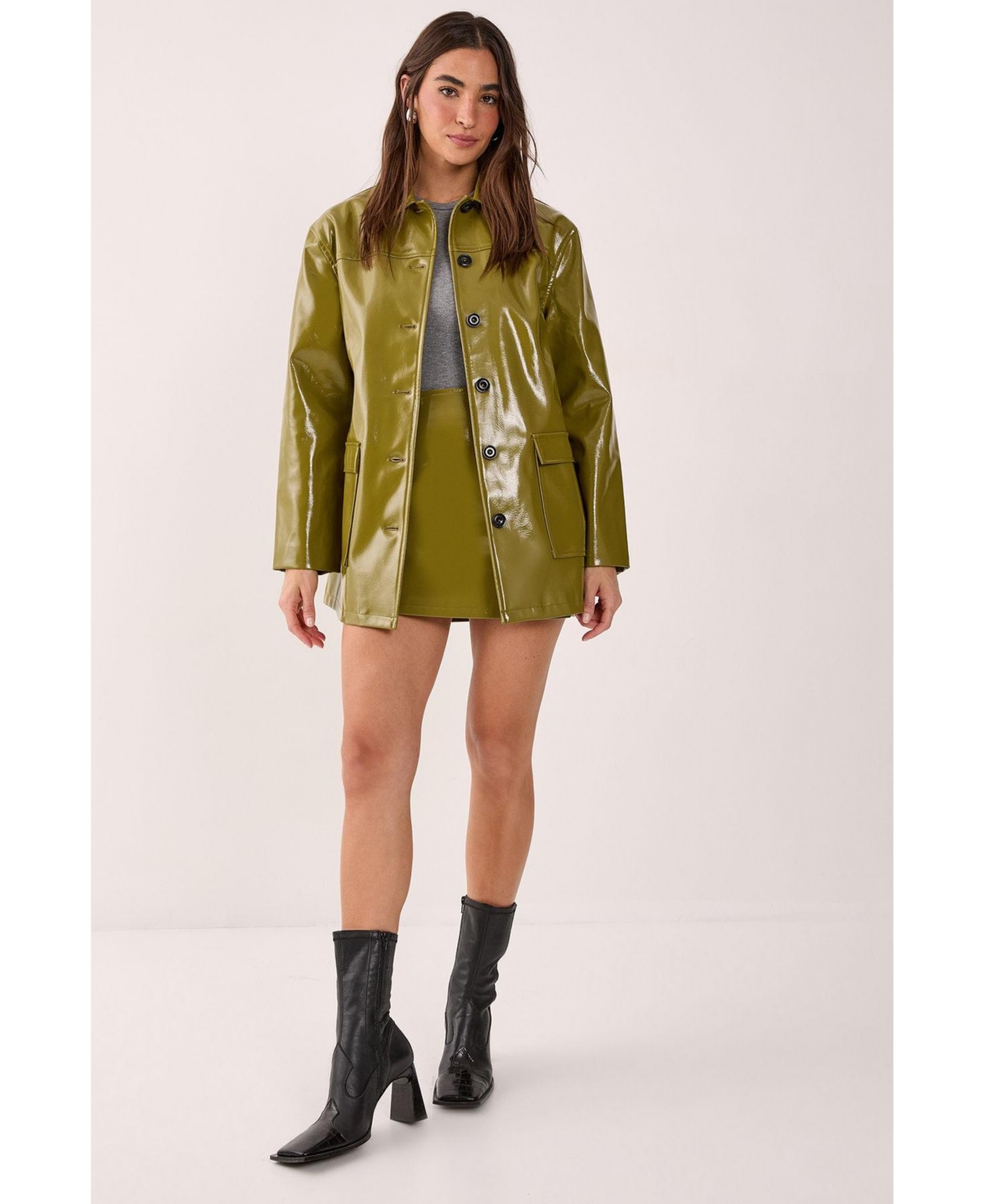 Nasty Gal Women's Vinyl High Clean Longline Jacket