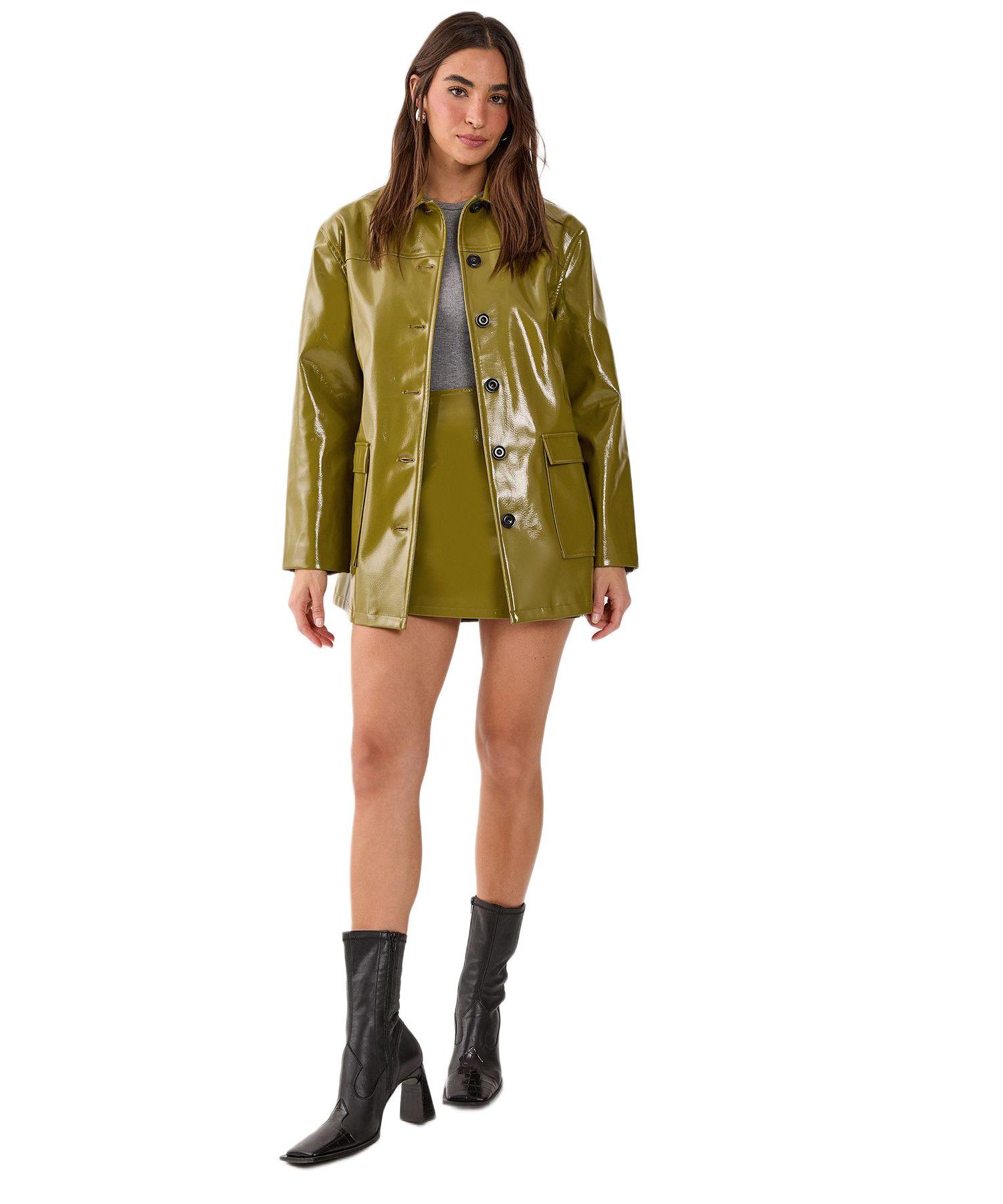 Women's Vinyl High Clean Longline Jacket
