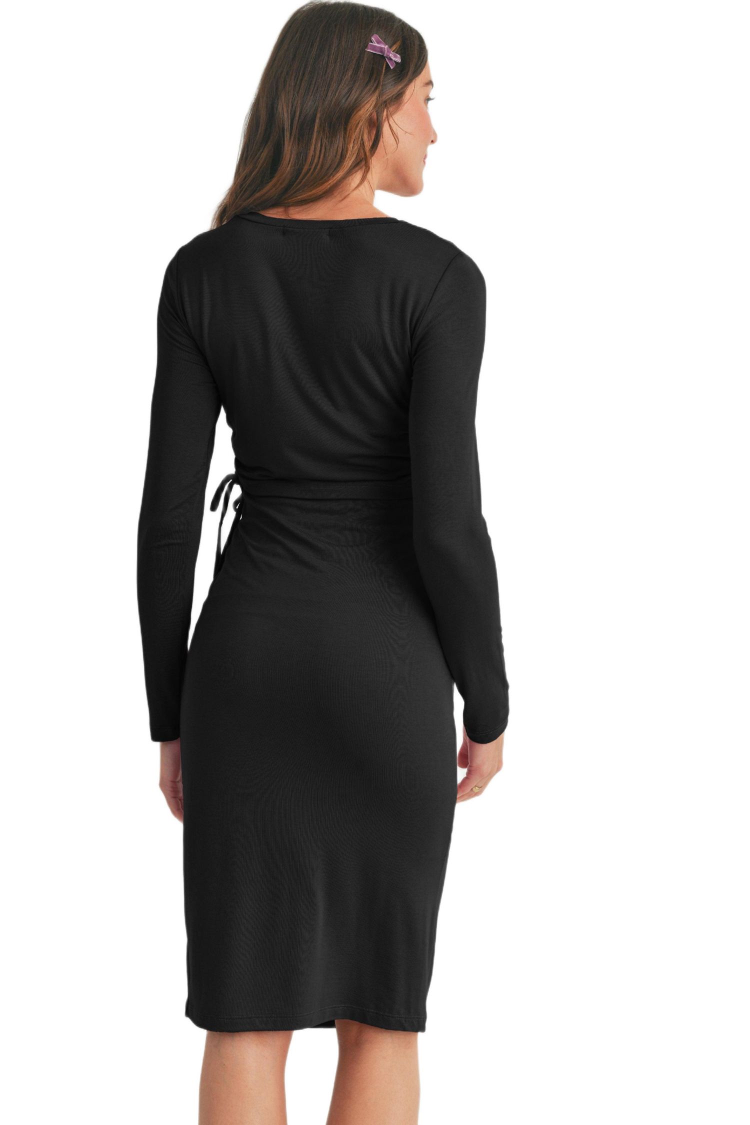 Women's Bodycon Long Sleeve Side Ties Nursing Dress