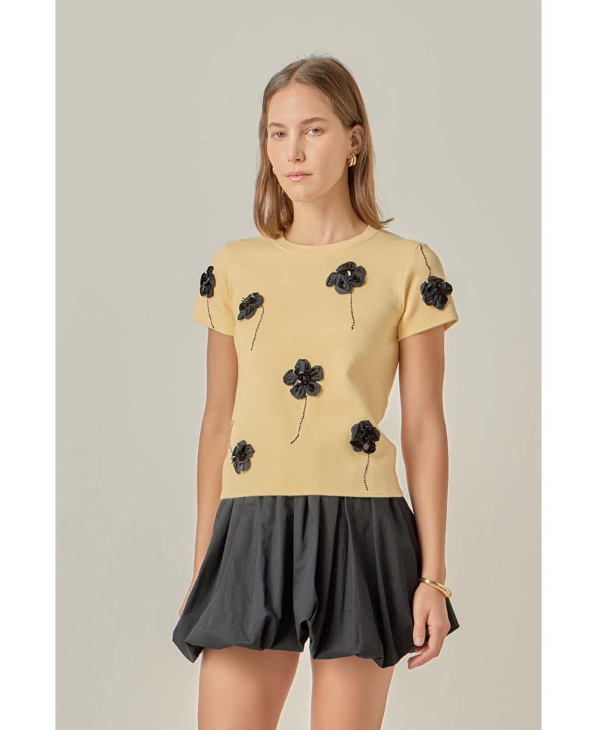 English Factory Women's 3D Flower Knit Top.