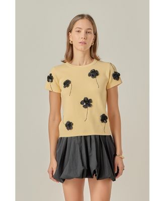 Women's 3D Flower Knit Top.
