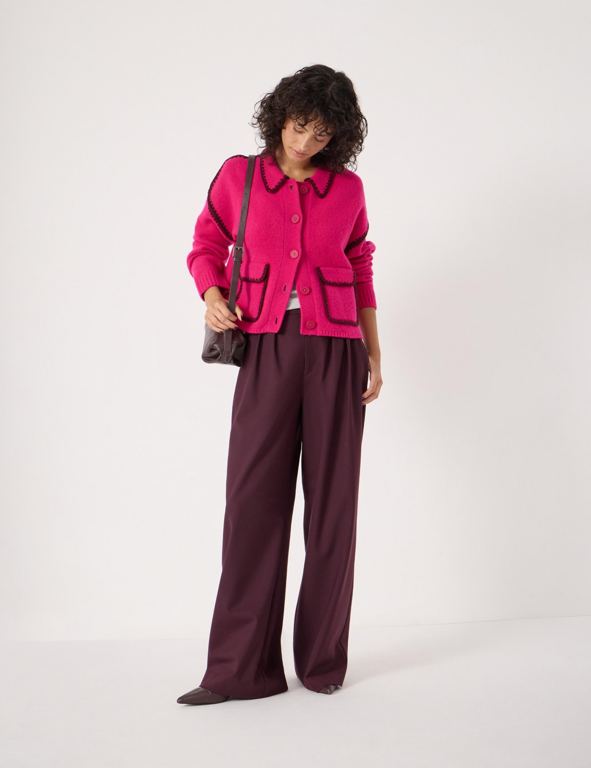 Hush Women's Wool Blend Whipstitch Trim Shirt Jacket