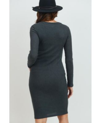 Maternity Ribbed Knit Long Sleeve Dress