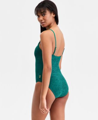 Women's Scoop Neck Texture One-Piece Swimsuit