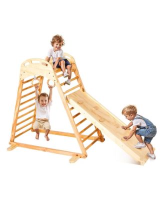 Indoor Playground Jungle Gym, 4-in-1 Wooden Indoor Playground Climbing Toys for Kids
