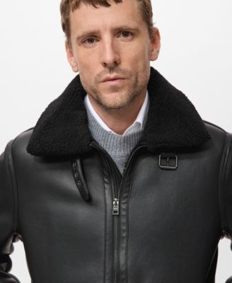 Men's Faux-Leather Fleece Jacket