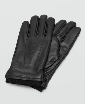 Men's Ruffled Detail Leather Gloves