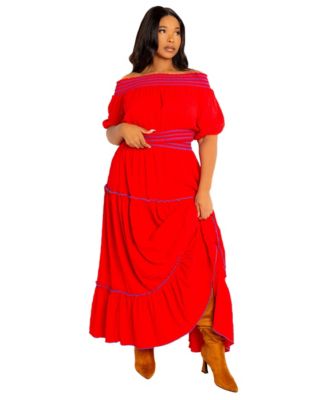 Plus Size Smocked Top and Skirt Two Piece Set