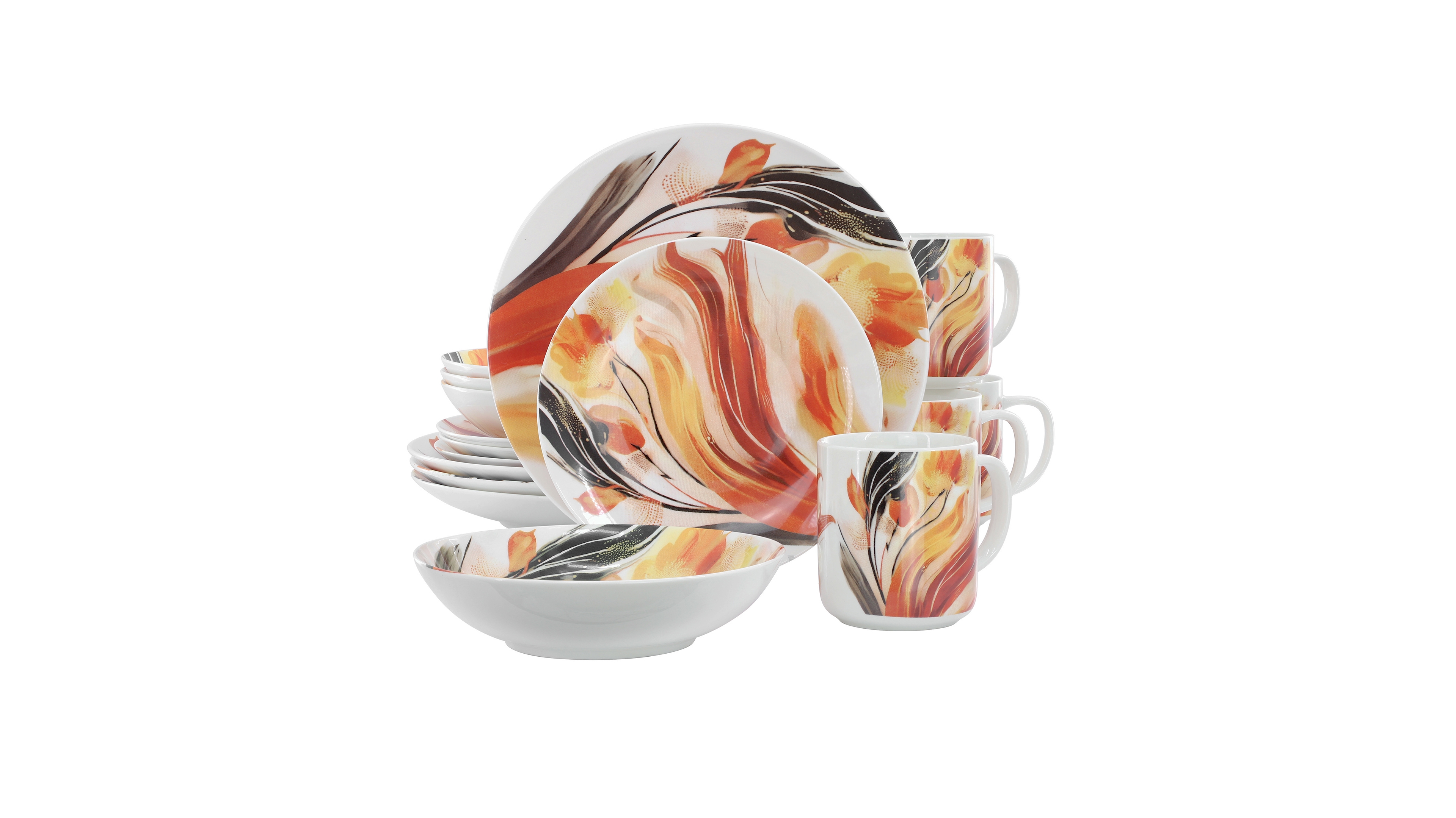Elama Tulip Fields 16-Pc. Dinnerware Set, Service For 4
