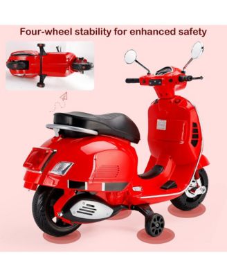 6V 2 MPH Kids Ride-On Motorcycle with Training Wheels, Foot Pedal Drive & MP3 Player